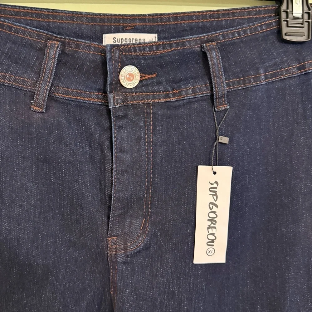 NEW Supgoreou high waisted Blue Wide-Leg Jeans‎ woman XL waist 30 inch
